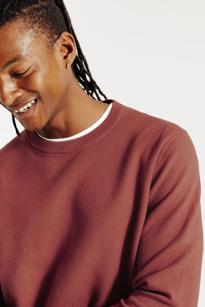 Pull col rond jeux de points fantaisie