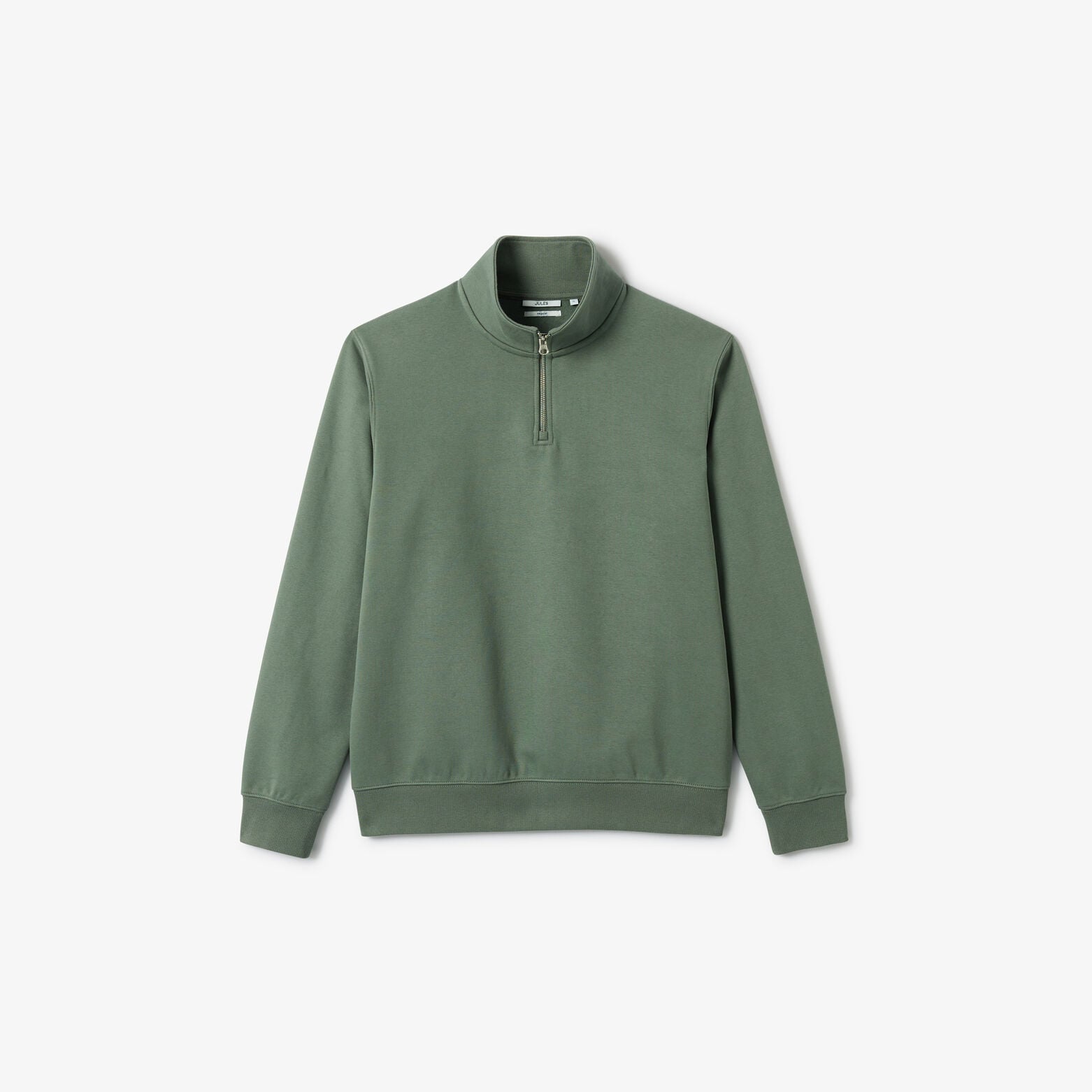 Sweat col montant zipp&eacute; molleton uni