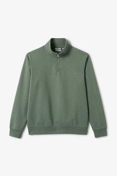 Sweat col montant zipp&eacute; molleton uni