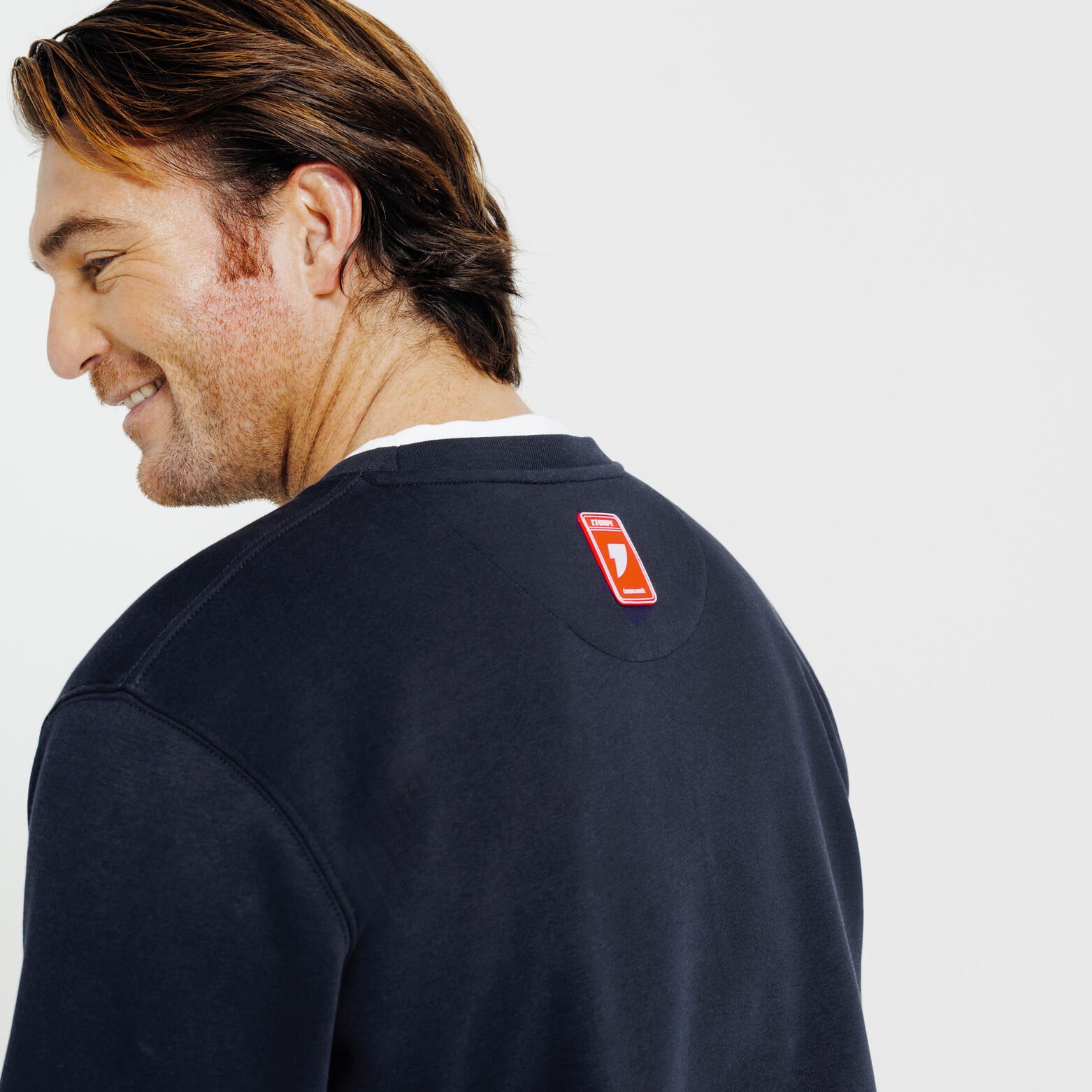 Sweat col rond d&eacute;tail bouclette licence L'&Eacute;quipe