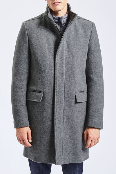 Manteau en laine col montant
