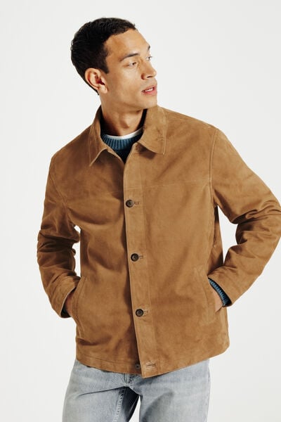 Blouson en cuir boutonn&eacute;