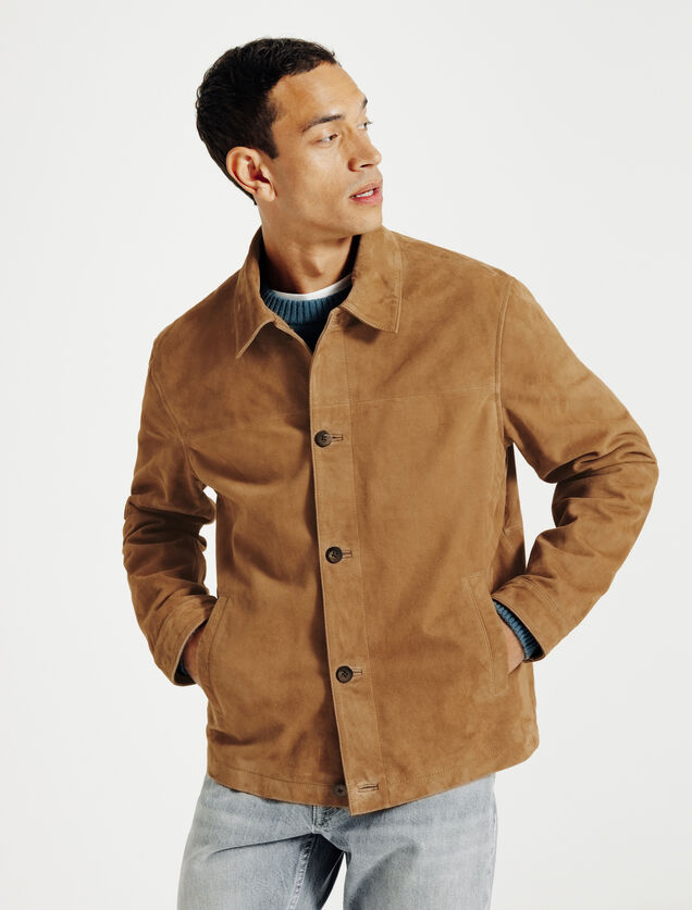 Leren jack met knopen