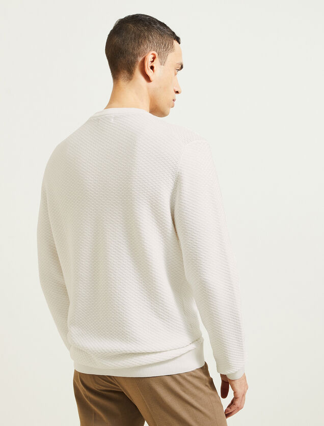 Pull col rond jeux de points fantaisie