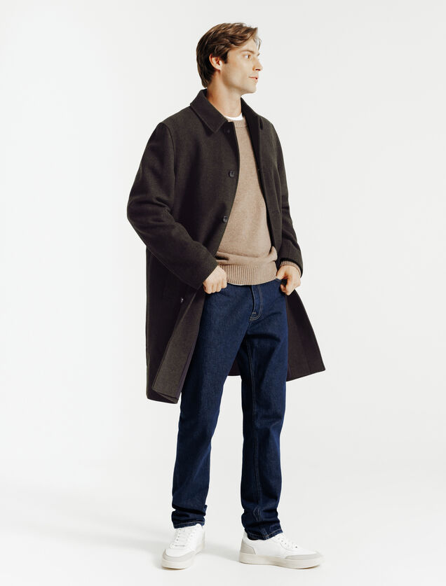 Manteau long col chemise