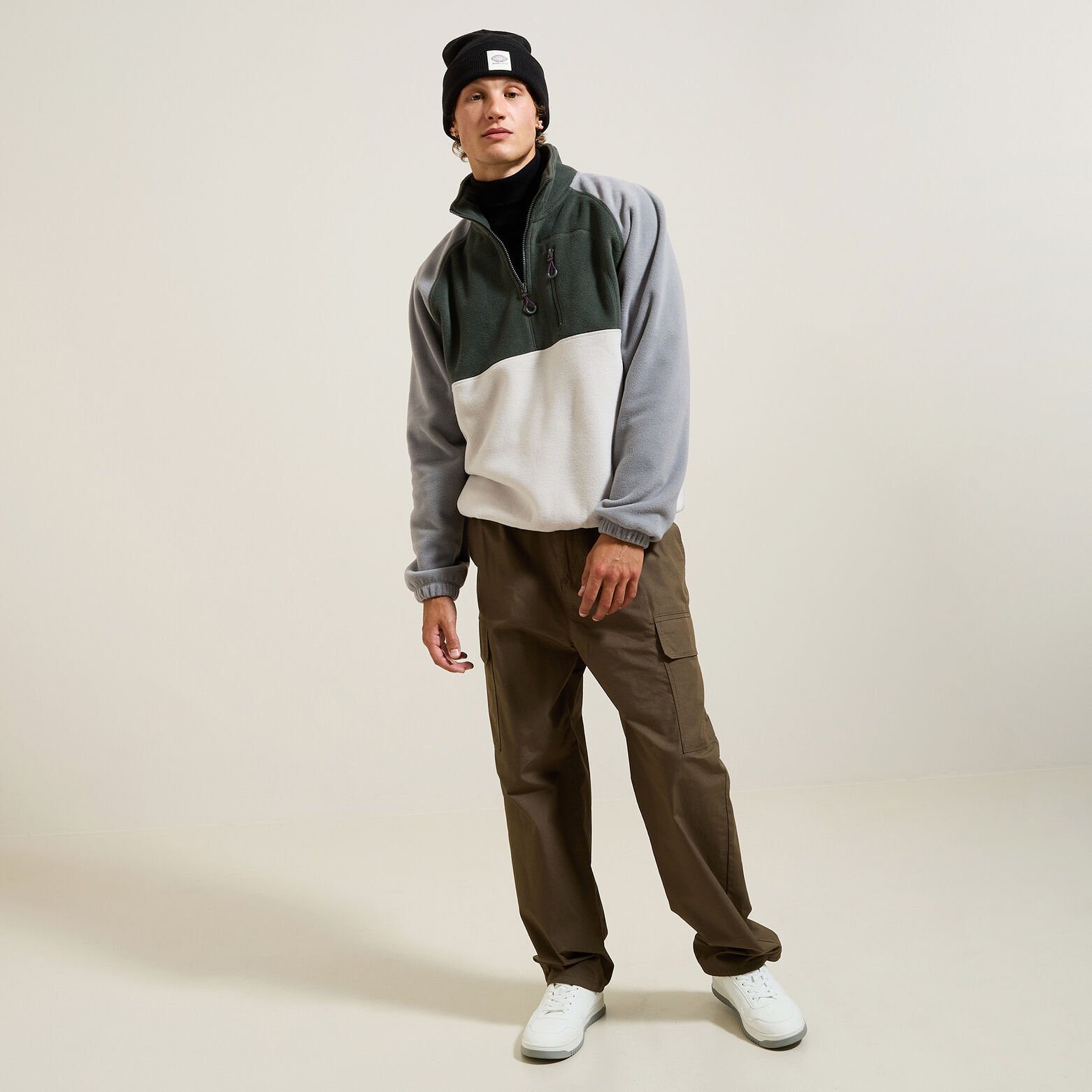 Fleecesweater met opstaande ritskraag