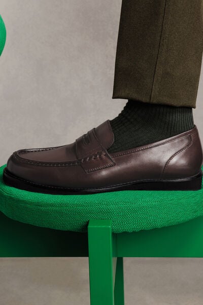 Mocassins in leer 