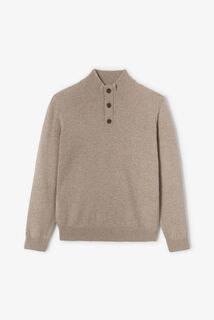 Pull col montant boutonn&eacute; lambswool