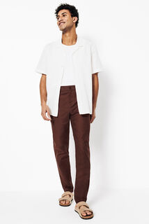 Pantalon droit m&eacute;lange coton lin