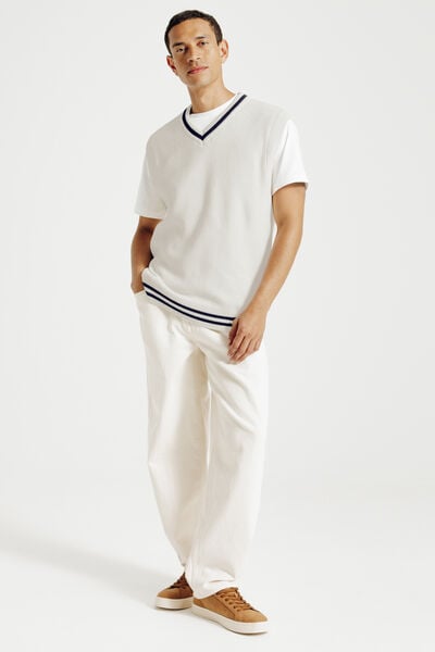 Pull col v sans manches relax