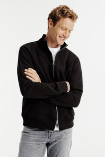 Effen heavy weight sweater opstaande kraag met rit