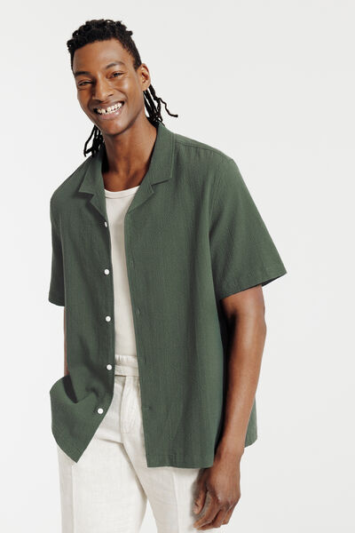 Chemisette en coton seersucker unie