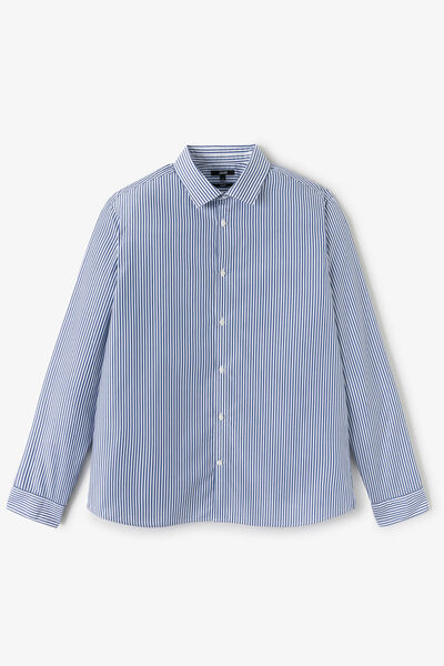 Chemise sans repassage regular en coton rayée
