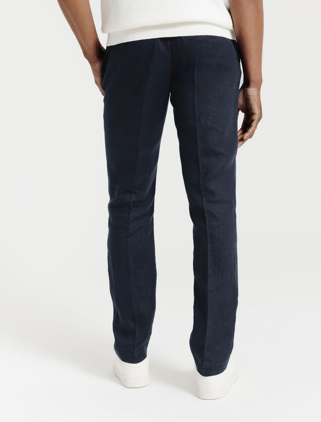 Straight fit chinobroek in 100% linnen