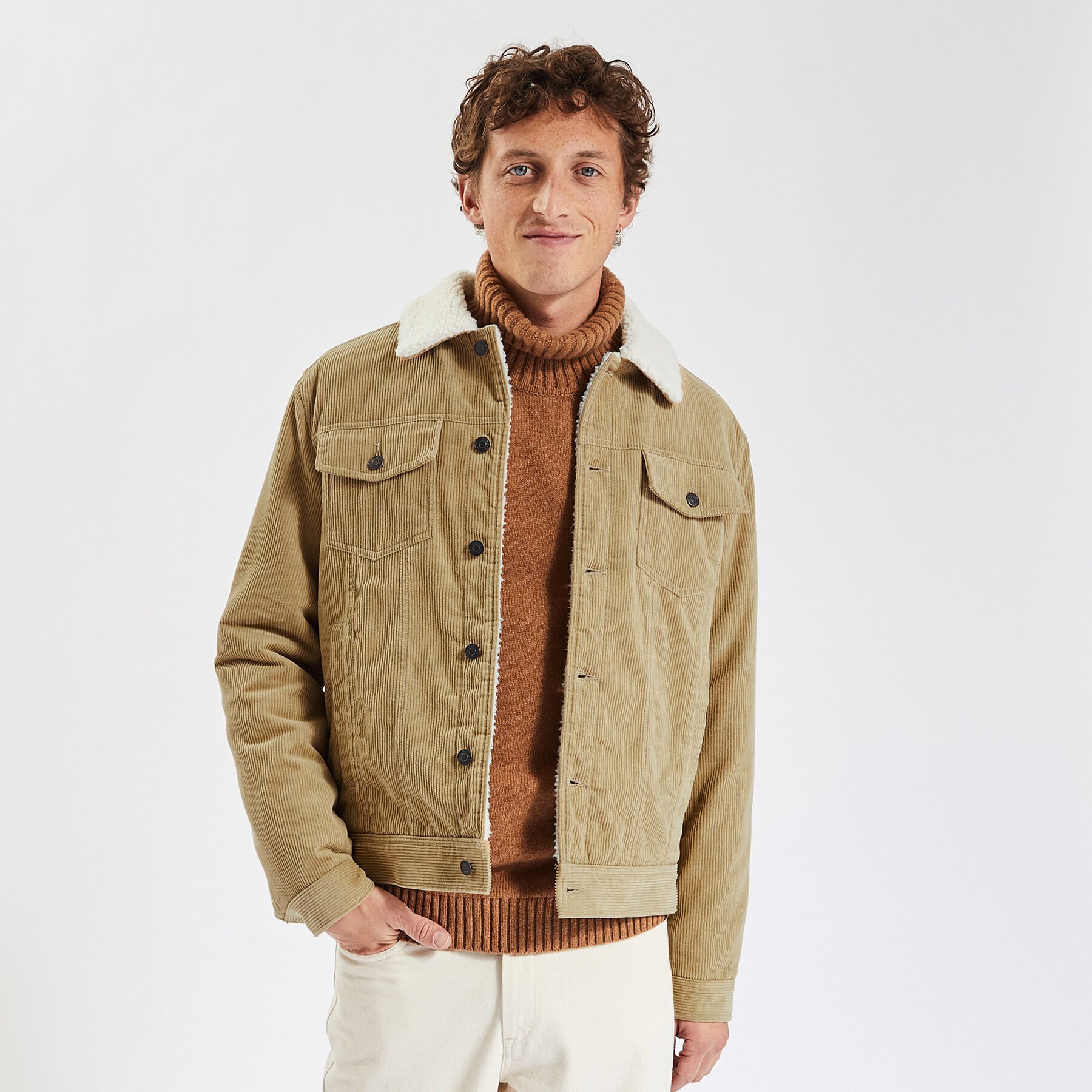 veste velours cotelé homme beige