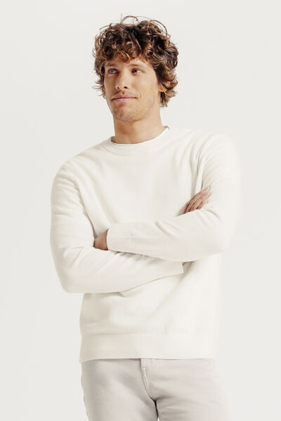 Pull col rond jeux de points fantaisie