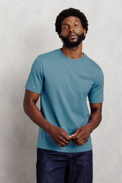 T-shirt met print voor en achter licentie Hokusai