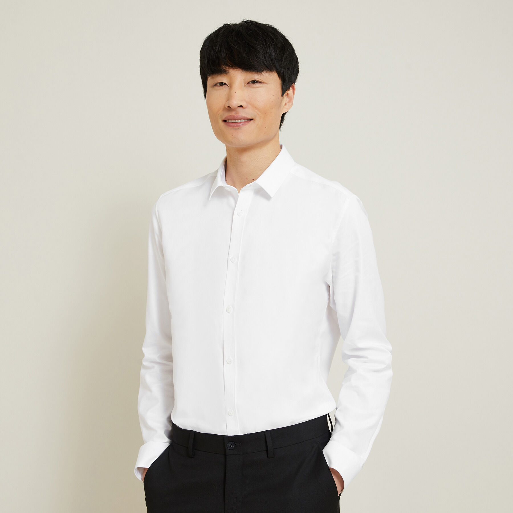 Chemise extra-slim repassage facile unie coton Blanc XS 100% Coton Homme