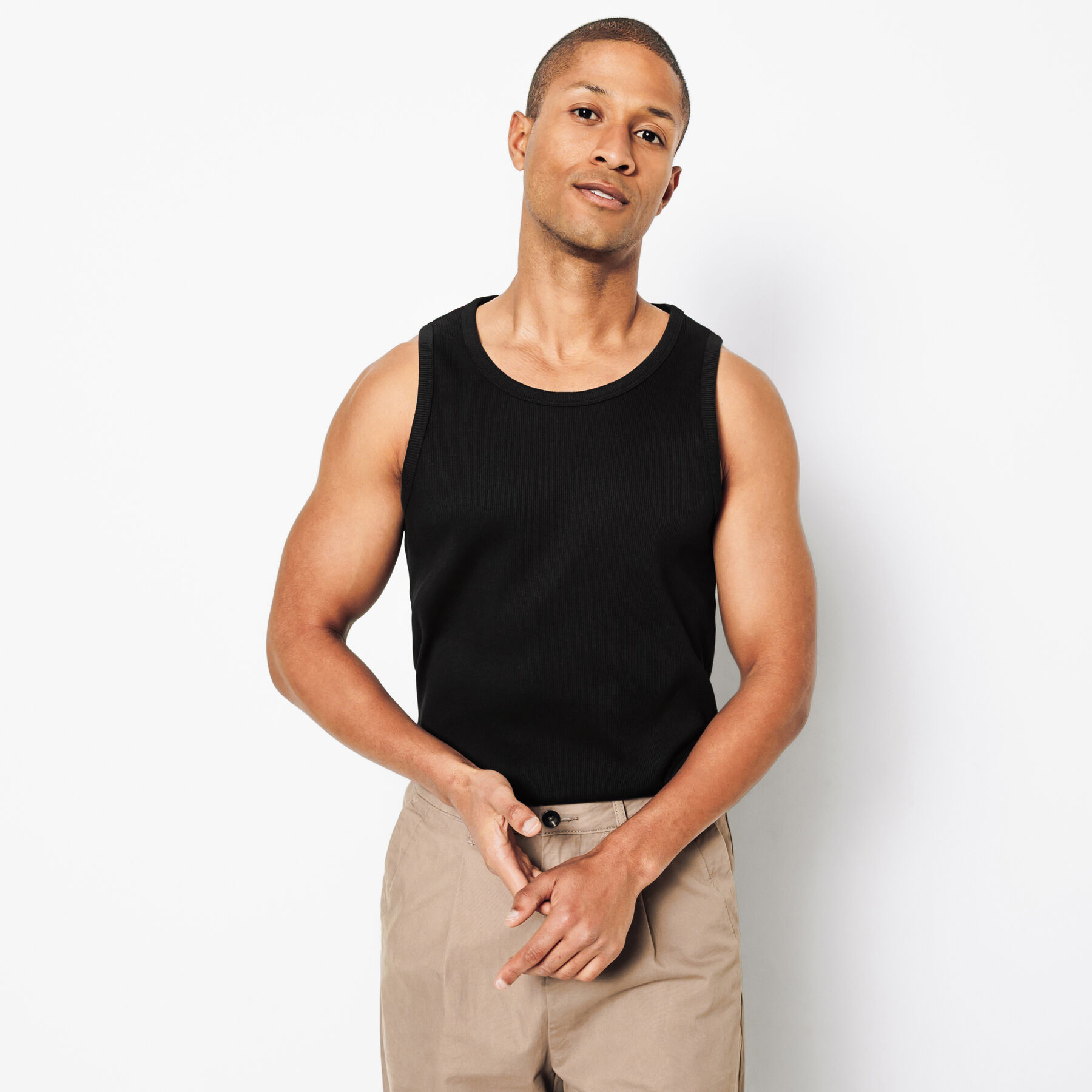 Débardeur en côte 2x2 Noir XS 100% Coton Homme