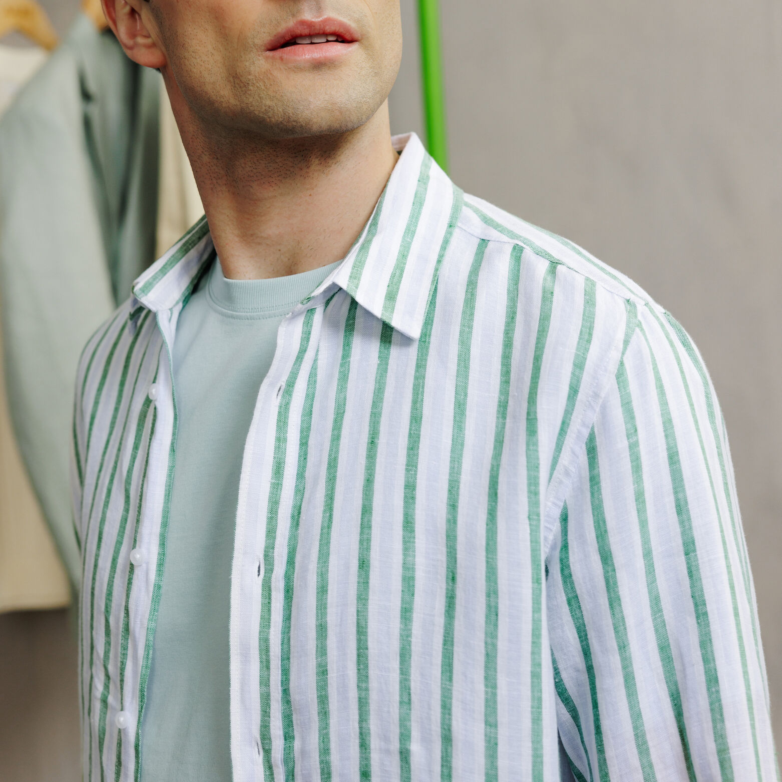 Chemise 100% lin ray&eacute;e