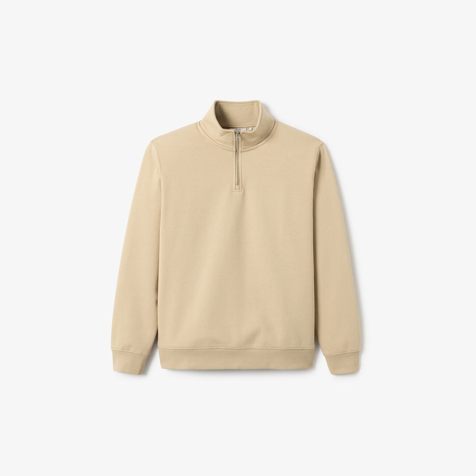 Sweat col montant zipp&eacute; molleton uni
