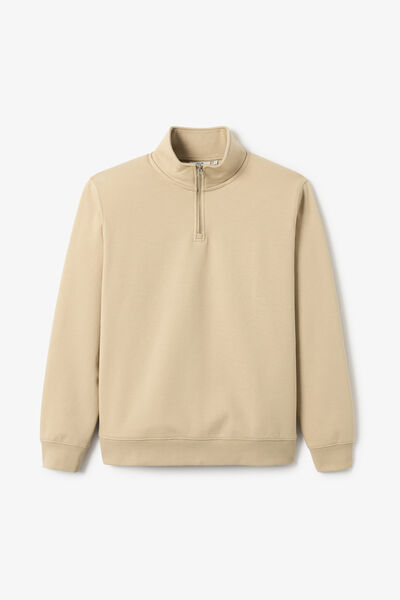 Sweat col montant zipp&eacute; molleton uni