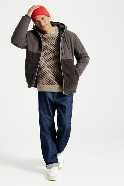 Pull col rond jacquard damier