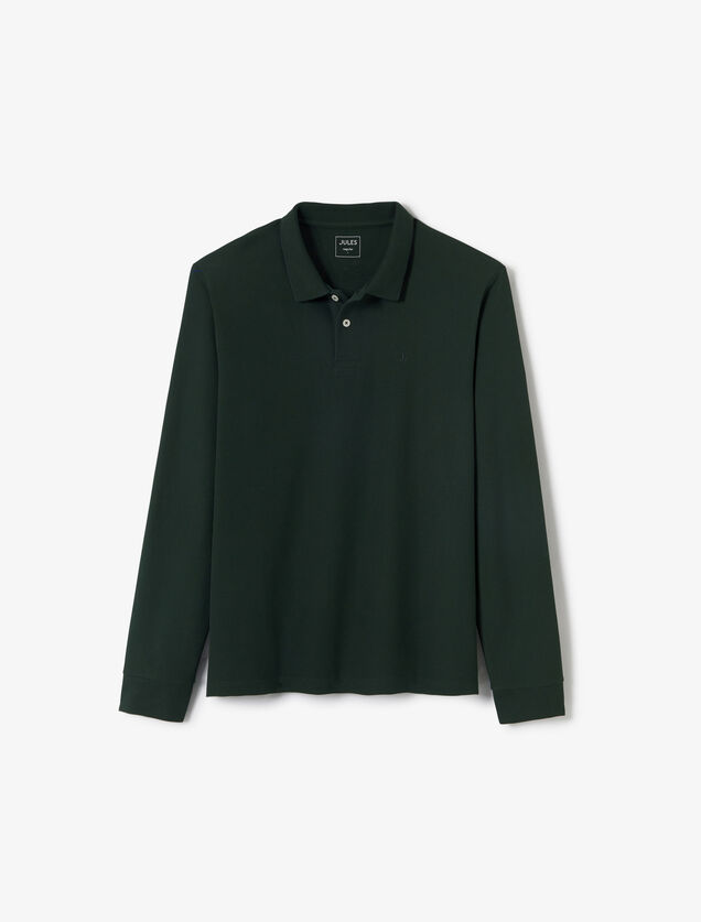 Effen polo in piqu&eacute;katoen, met lange mouwen