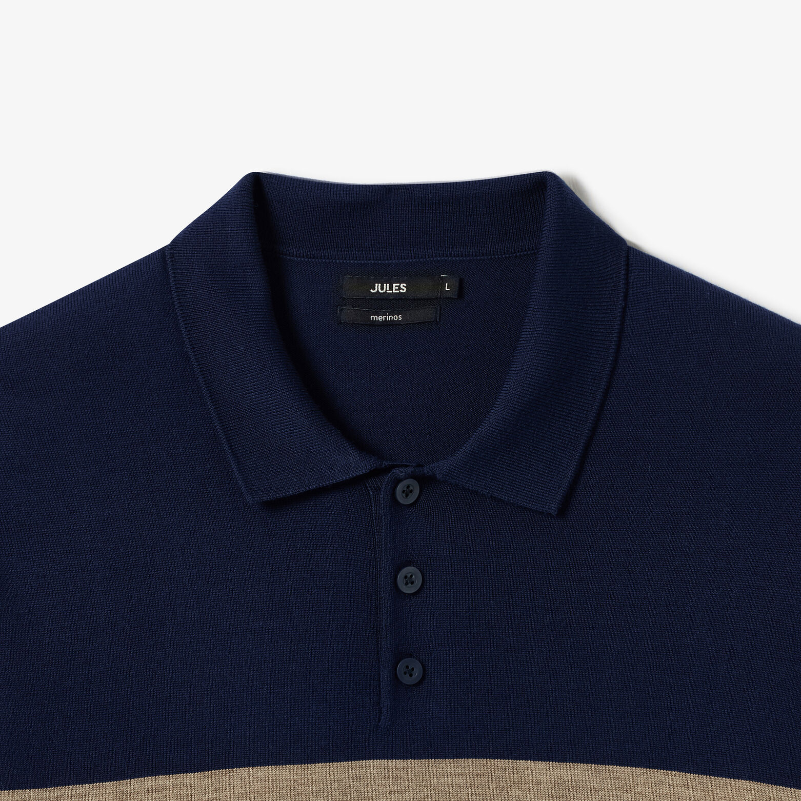 Pull col polo boutonn&eacute; 100% m&eacute;rinos