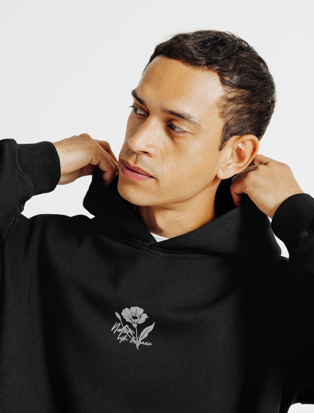 Sweat &agrave; capuche imprim&eacute; fleurs