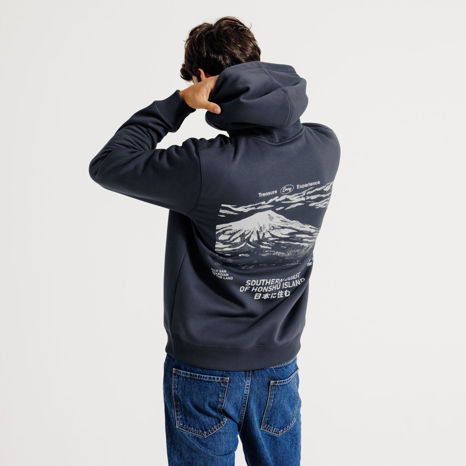 Sweater met kap, afbeelding voor- en achteraan