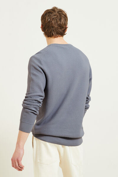 Pull col rond jeux de points fantaisie