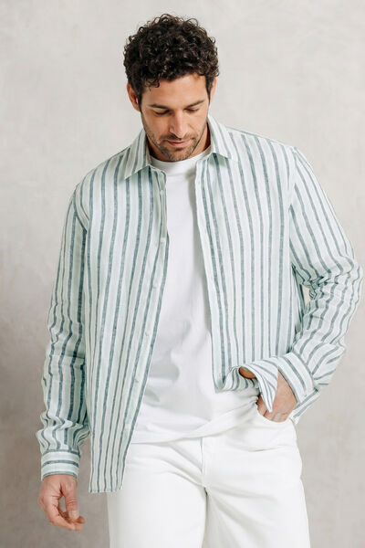 Chemise 100% lin ray&eacute;e