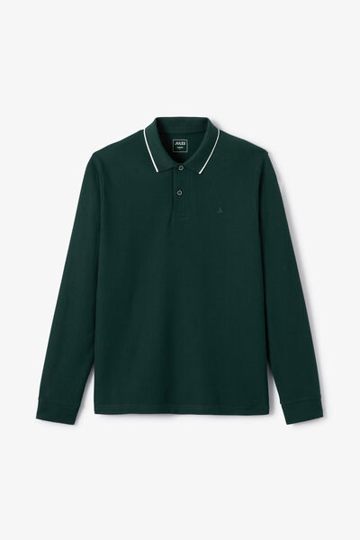 Polo met lange mouwen in effen piqu&eacute;