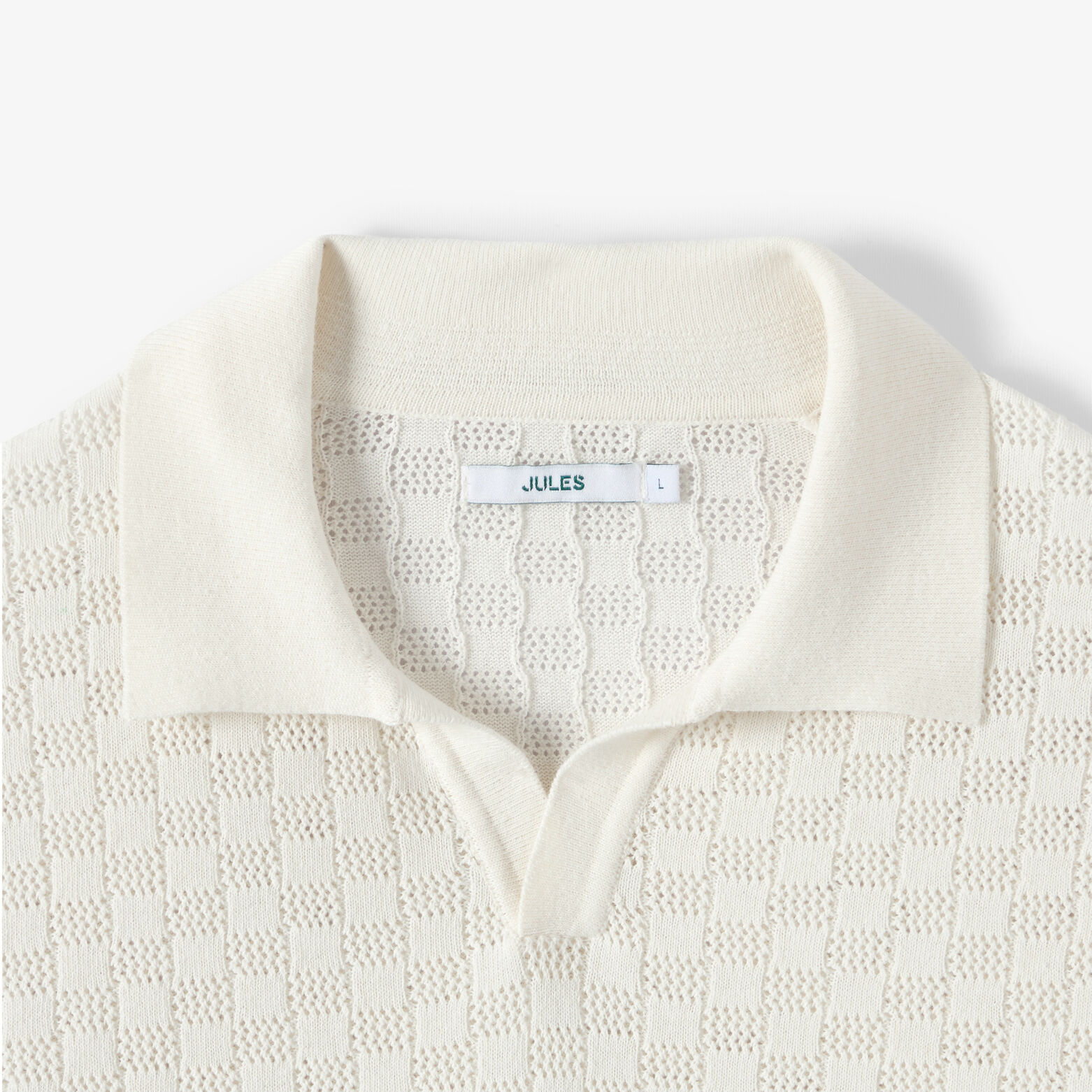 Polo en maille col resort damier