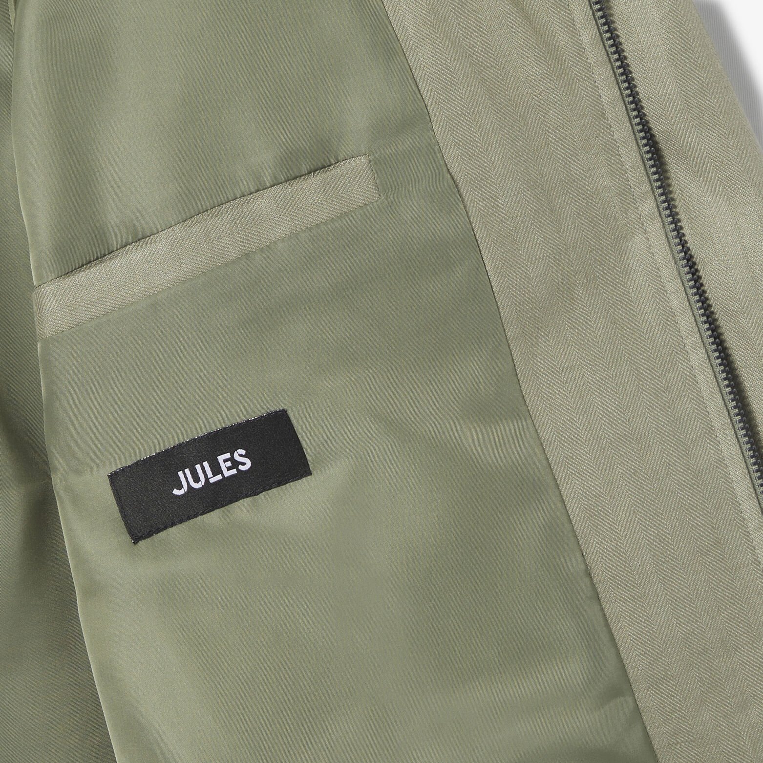 Vest visgraat met hemdskraag en rits, 100% linnen