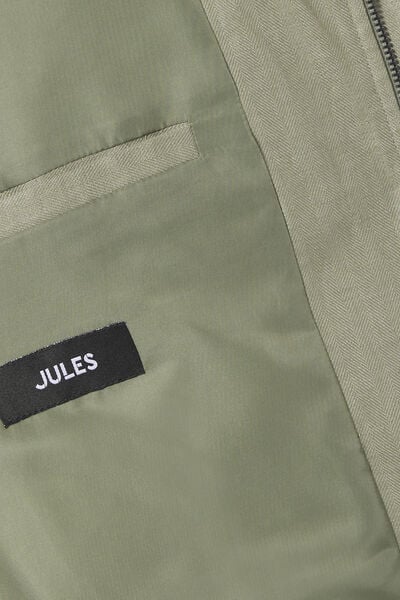 Veste col chemise zipp&eacute;e chevron 100% lin