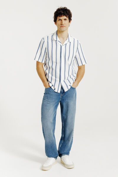 Gestreept hemdje in seersucker katoen