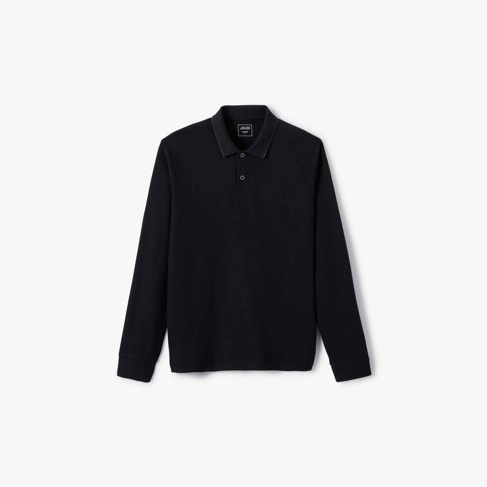 Polo met lange mouwen in effen piqu&eacute;