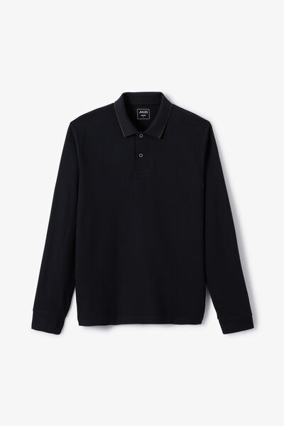Polo met lange mouwen in effen piqu&eacute;