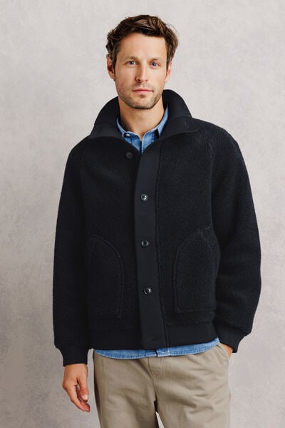 Sweat col montant boutonn&eacute; en sherpa