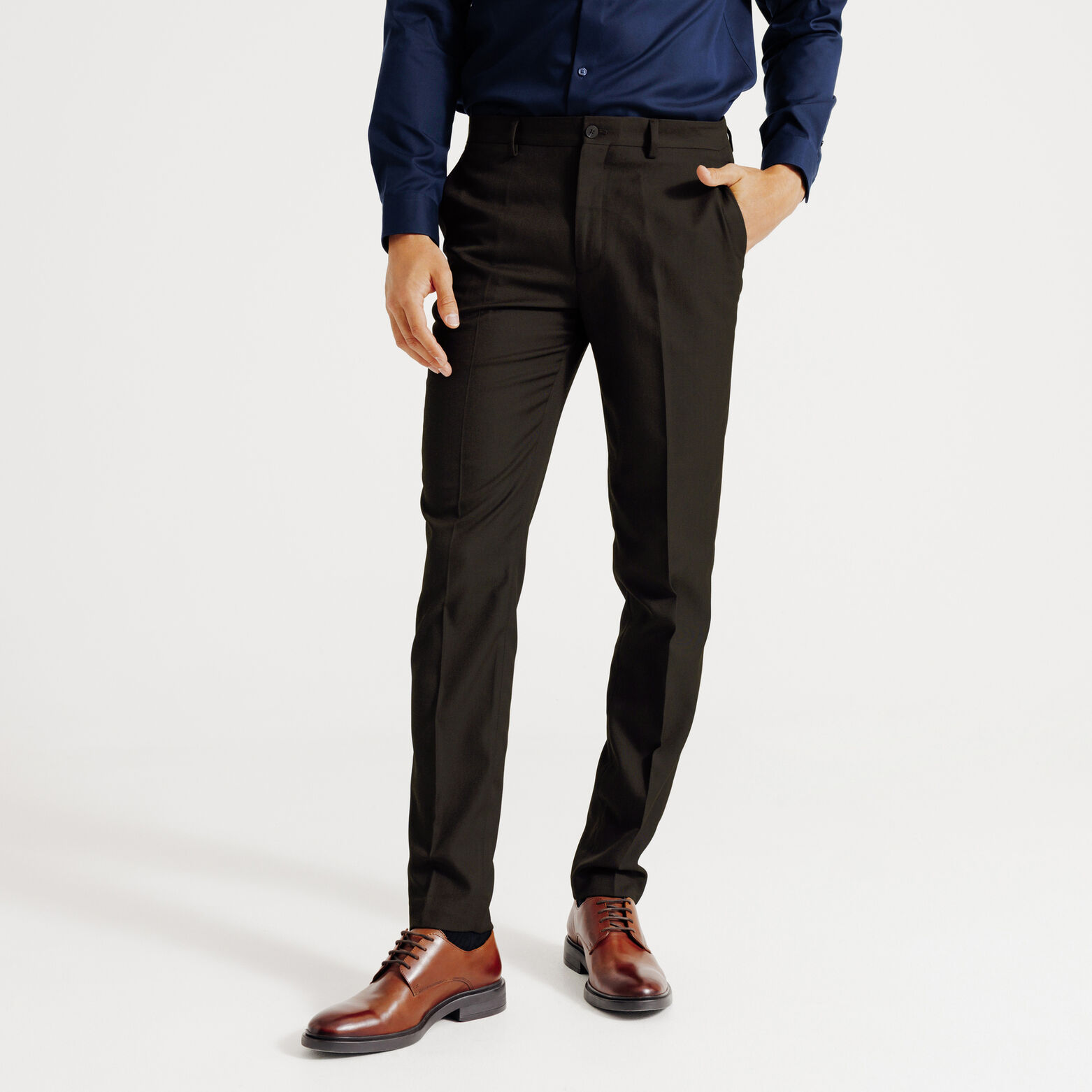 Slim fit effen kostuumbroek