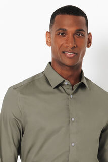 Chemise sans repassage en coton unie slim