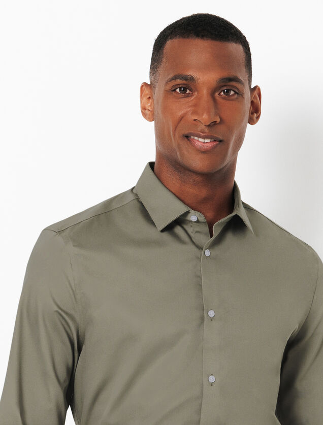 Chemise sans repassage en coton unie slim