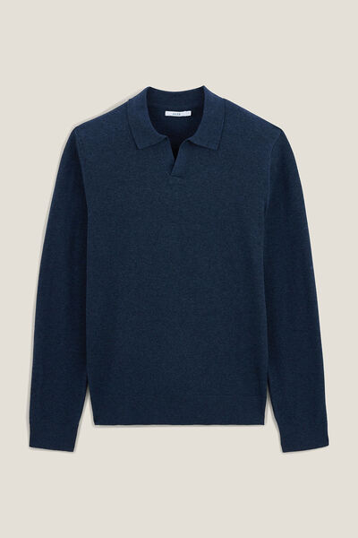Polo en maille col resort manches longues