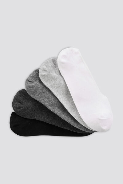 Set van 5 paar onzichtbare effen sokken