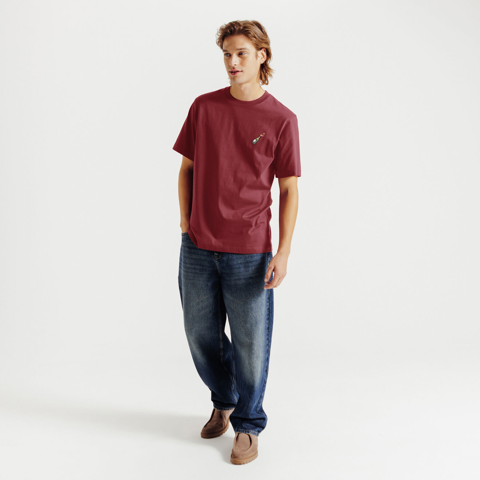 Tee shirt brodé poitrine en coton