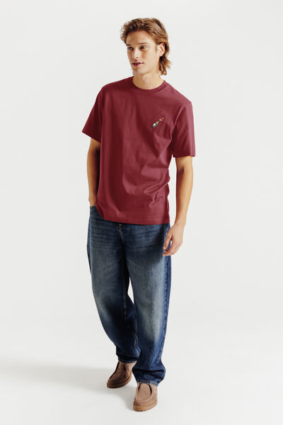Tee shirt brodé poitrine en coton