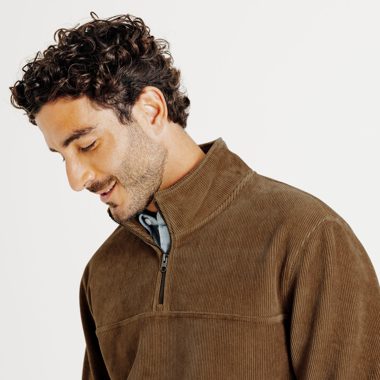 Sweater met opstaande ritskraag in fluweel