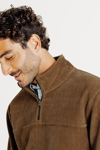 Sweat col montant zippé velours